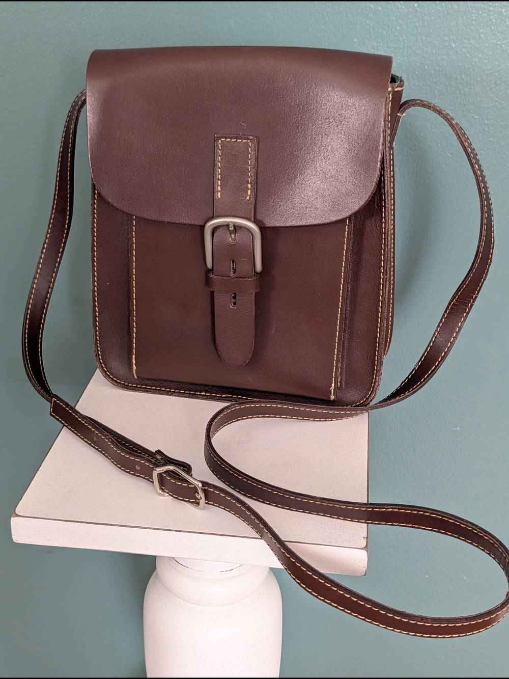 Vintage Francesco Biasia Brown Leather Crossbody Bag-Made In Italy